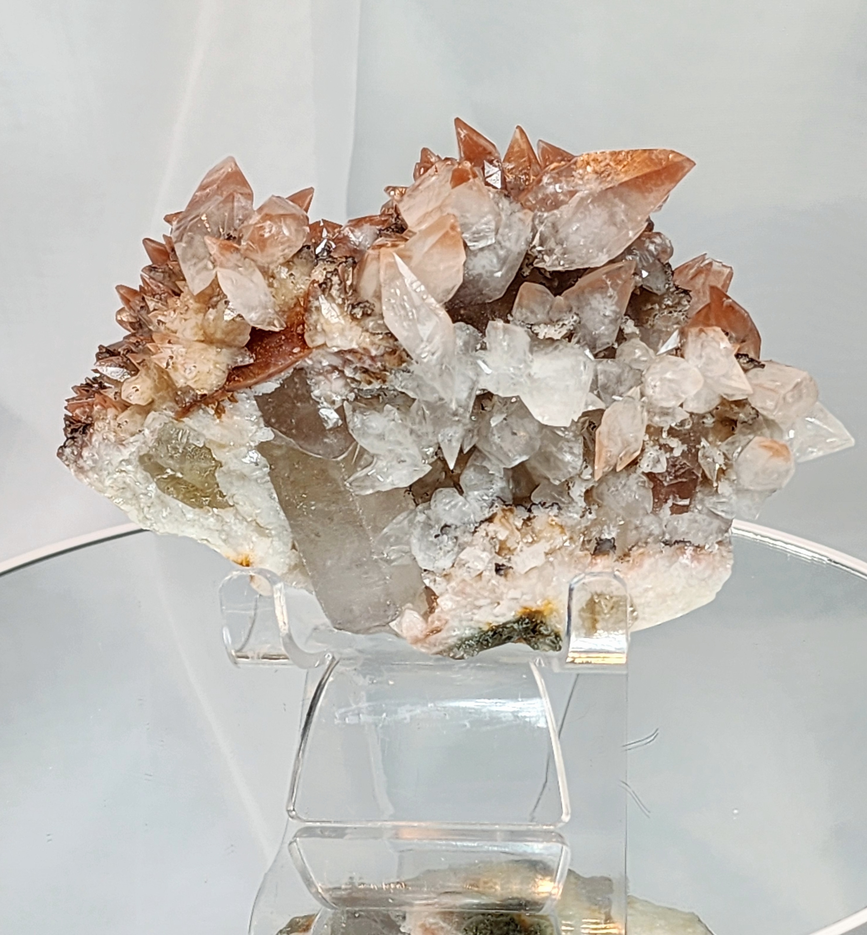 Calcite, dog tooth calcite, amethyst calcite, feather calcite, red phantom calcite, uv calcite, hematite