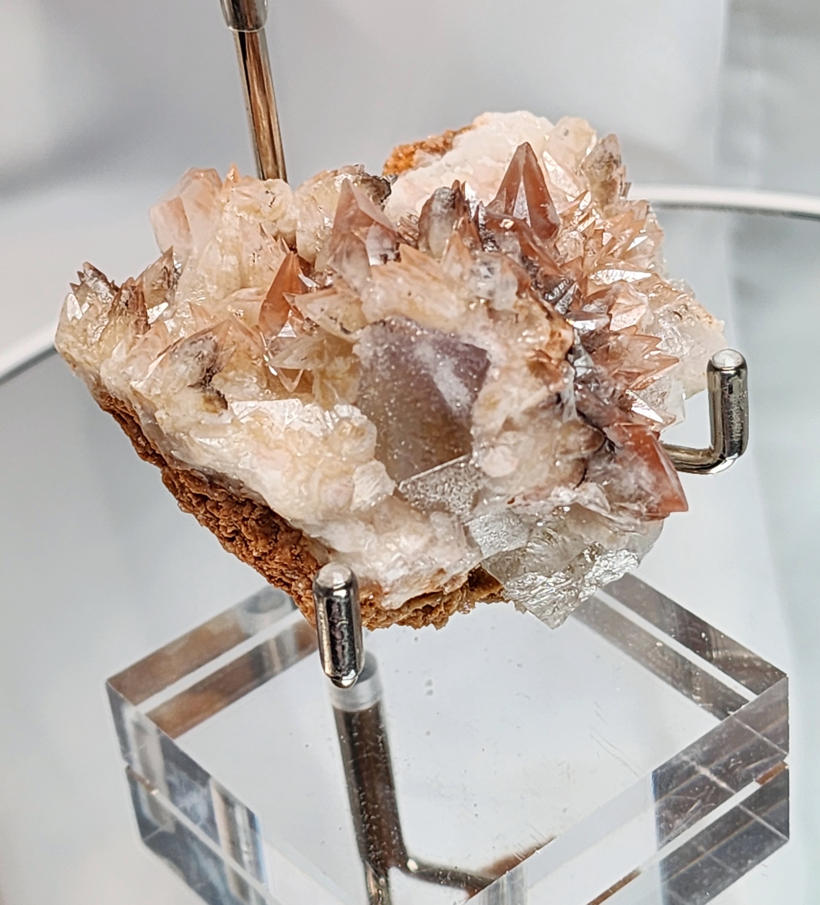 Calcite, dog tooth calcite, amethyst calcite, feather calcite, red phantom calcite, uv calcite, hematite